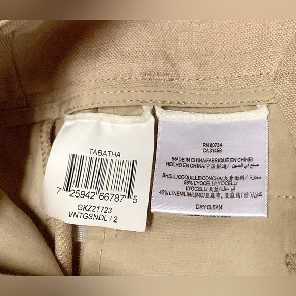 Women’s 2 BCBGMAXAZRIA Tabatha Wide Leg Beige Khaki Linen Blend Pants - Picture 8 of 16